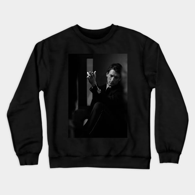 Miles Teller hot black and white Crewneck Sweatshirt by Athira-A